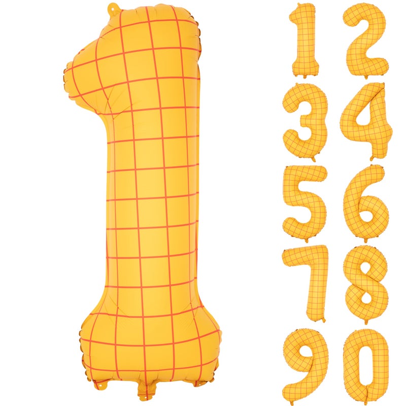 CHANGZHONG 40" Matte Yellow Balloons Toy Inspired Story Theme party Supplies, Number Birthday Decoration, Cowboy Decorations Western, Cowgirl Party Balloon Digital 1 - Image 1