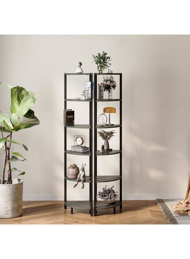 IRCPEN 6 Tier Corner Shelf 63.1" Tall Corner Shelves Stand Ladder Shelf Grey Woodgrain Industrial Standing Bookshelf Organizer Display Rack Bookcase Plant Stand for Living Room Bedroom CS-001GW - Image 4