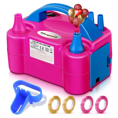 FLSEPAMB Balloon Pump Electric Balloon PumpPortable Dual Nozzles Electric Balloon Air Pump 110V 600W Electric Balloon Inflator with Tying Tool Colored Ribbons for Party Decoration - Image 1