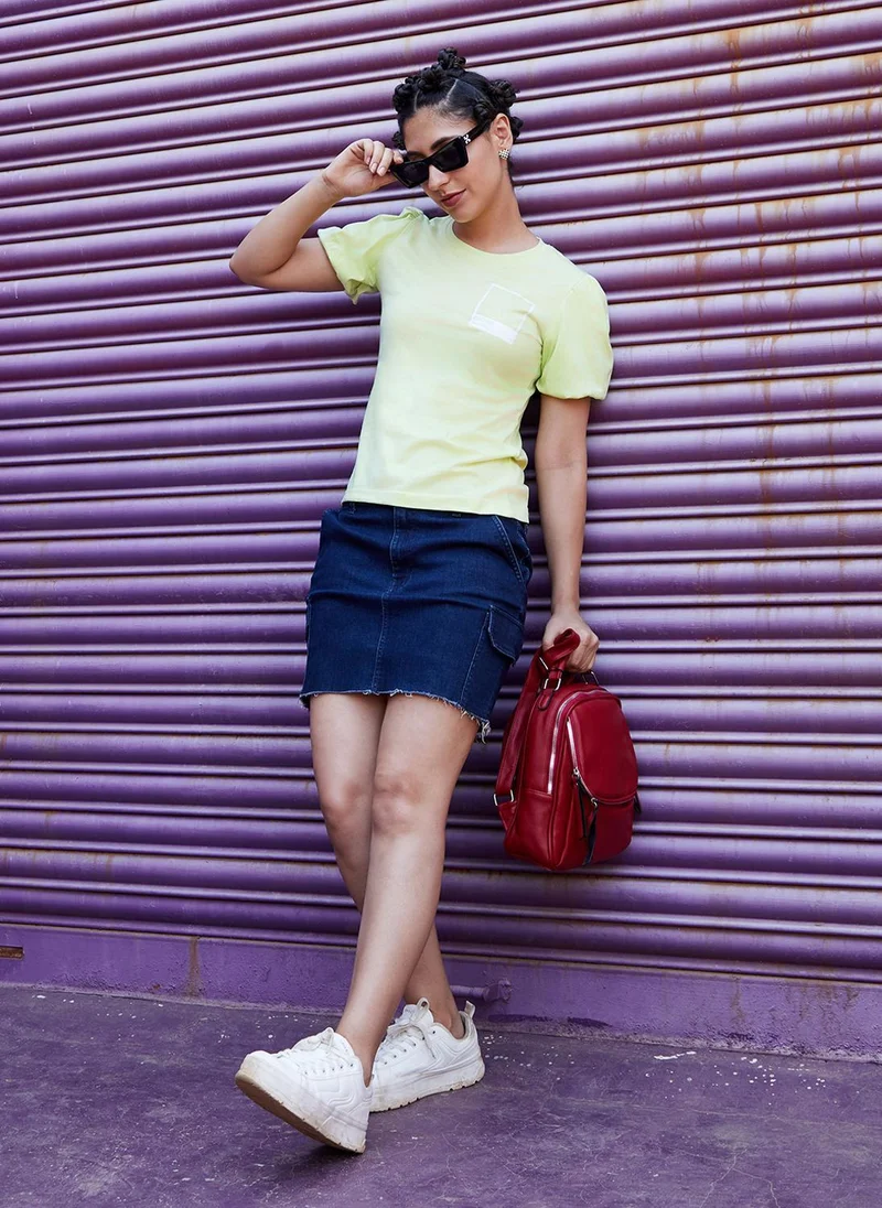Pinacolada  Women's Yellow Printed Regular Fit Top for Women | Best Price UAE