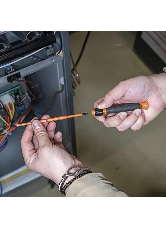 Klein Tools - 32581Ins Precision Screwdriver 2 Inch 1 Insulated Screwdriver With No. 0 Phillips And 1 8 Inch Slotted Bits - Image 1
