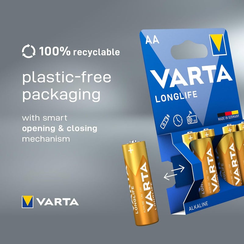 VARTA Longlife AA Batteries | Long-Lasting Power for Remote Controls, Wall Clocks, Radios, Digital Scales | Made in Germany | 10 Years Storage | Premium Quality Alkaline Batteries | Pack of 20 - Image 5