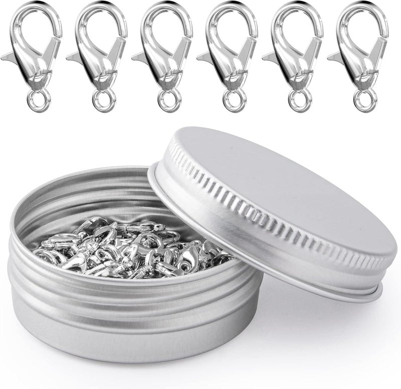Weico 100PCS Lobster Clasps, Metal Alloy Small Lobster Claw Clasps, Lobster Clip for Handmade Necklace, Bracelet Jewelry Making Accessories Fastener Hook(12mmx6mm, Nickel) - Image 1