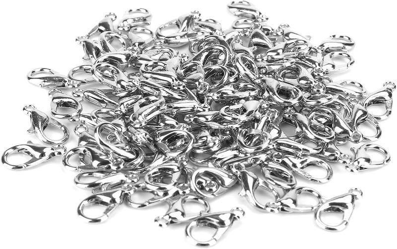 Weico 100PCS Lobster Clasps, Metal Alloy Small Lobster Claw Clasps, Lobster Clip for Handmade Necklace, Bracelet Jewelry Making Accessories Fastener Hook(12mmx6mm, Nickel) - Image 3