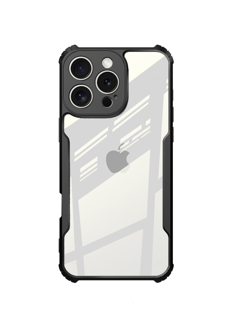 Case Cover for iPhone 16 Pro Max 5G, Ultra-Thin Lightweight Cover Soft TPU Bumper, Acrylic Clear Back Black  - Image 1