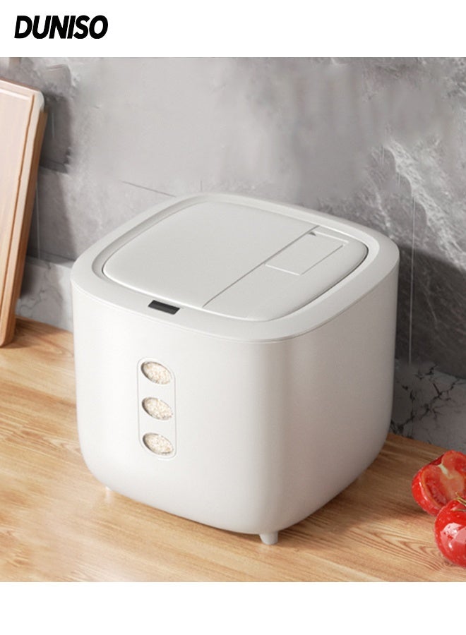 DUNISO Rice Dispenser, Sealing 10KG Rice Containers Storage,Multifunctional Moisture Insect-proof Rice Container, Sealed Household Grain Storage Bucket for Kitchen with Free Measuring Cup - Image 1