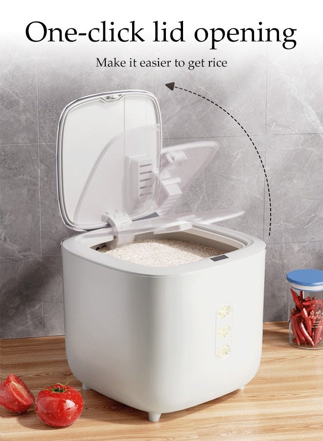 DUNISO Rice Dispenser, Sealing 10KG Rice Containers Storage,Multifunctional Moisture Insect-proof Rice Container, Sealed Household Grain Storage Bucket for Kitchen with Free Measuring Cup - Image 4