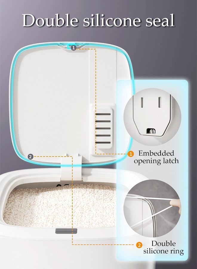 DUNISO Rice Dispenser, Sealing 10KG Rice Containers Storage,Multifunctional Moisture Insect-proof Rice Container, Sealed Household Grain Storage Bucket for Kitchen with Free Measuring Cup - Image 3