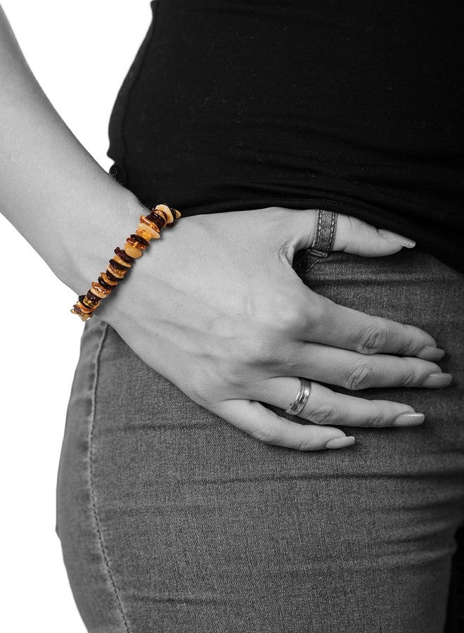 AMBERAGE Natural Baltic Amber Bracelet for Adults (Women/Men) - Hand made From Polished/Certified Baltic Amber Beads(4 Colors) (MULTI) - Image 3