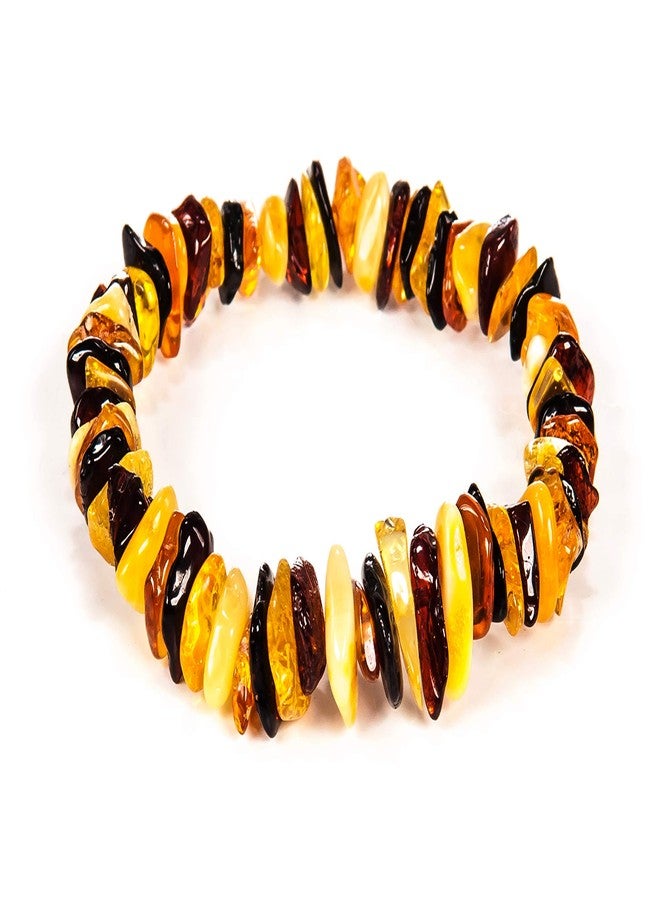 AMBERAGE Natural Baltic Amber Bracelet for Adults (Women/Men) - Hand made From Polished/Certified Baltic Amber Beads(4 Colors) (MULTI) - Image 1