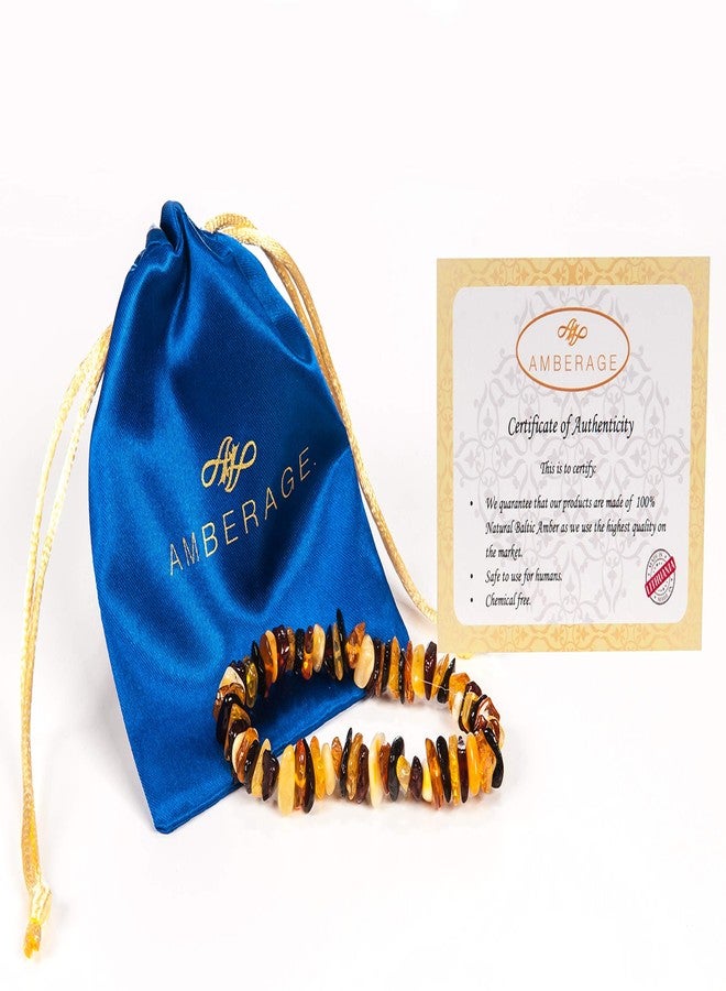 AMBERAGE Natural Baltic Amber Bracelet for Adults (Women/Men) - Hand made From Polished/Certified Baltic Amber Beads(4 Colors) (MULTI) - Image 2