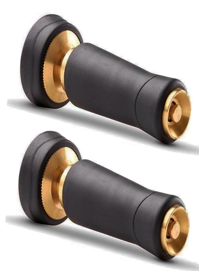 Nakcase Brass Hose Nozzle, Heavy-Duty Adjustable Garden Twist Hose Nozzle Shut Off Valve, Suitable for Cleaning Car, Watering Flowers, Lawns, Cleaning Ground (2 Pack) - Image 1