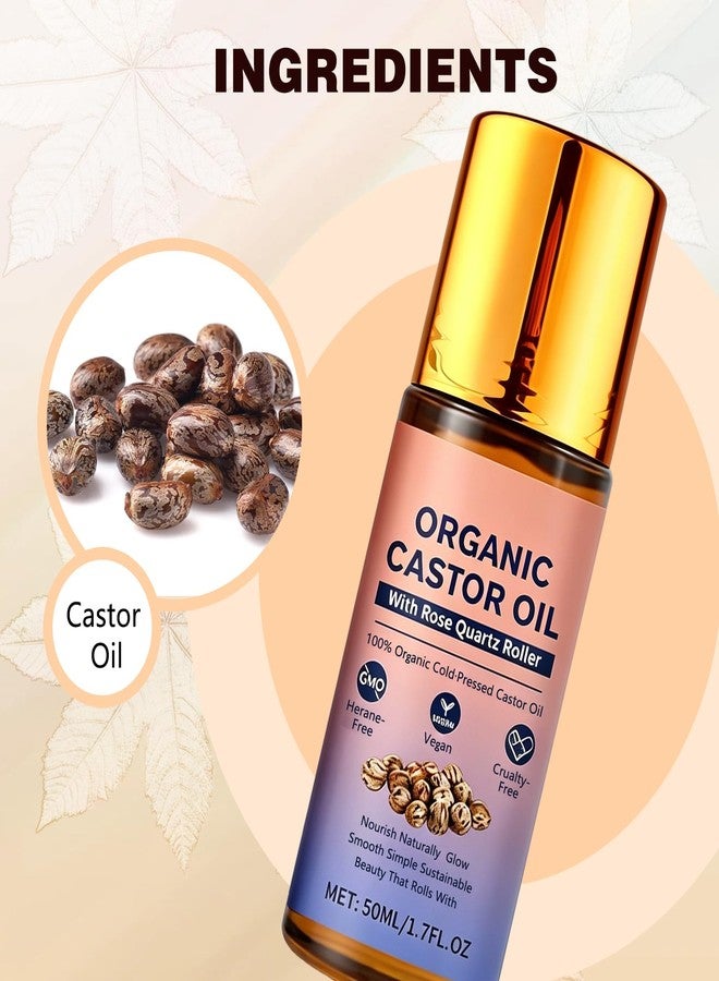 BSpecter 2 PCS Organic Castor Oil Roll On with Rose Quartz Roller, 100% Cold Pressed Moisturizing Oil for Brows, Lashes, Face & Dry Skin, Travel Friendly Leakproof Roller Bottle - Image 5