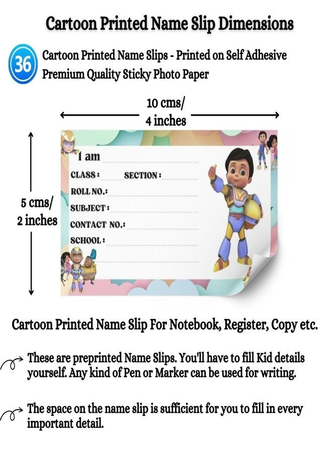 AanyaCentric Set of 36 Kids Name Slip | 4 x 2 inch | Self Fill in Sticky Labels for Notebook Register Copy - Image 3