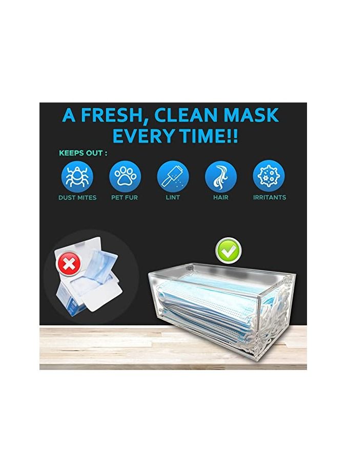 Creative Planet Hygienic Face Mask Storage Box, Mask Case, Stylish Transparent Acrylic Container, Organize and Protect Your Masks Thoughtful Gift for Men or Women (Pack of 2) - Image 3