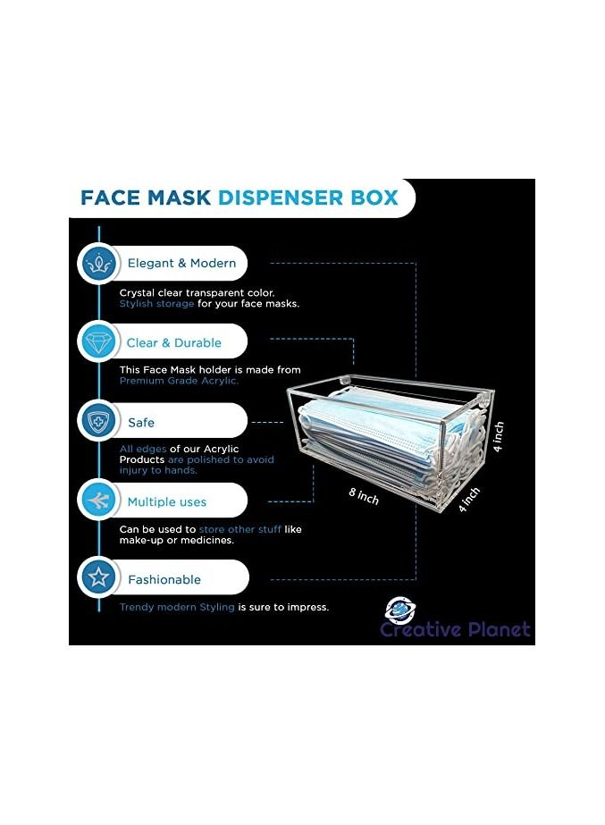 Creative Planet Hygienic Face Mask Storage Box, Mask Case, Stylish Transparent Acrylic Container, Organize and Protect Your Masks Thoughtful Gift for Men or Women (Pack of 2) - Image 4