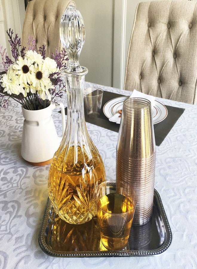 JL Prime 100 Rose Gold Glitter Plastic Cups - 9 Oz Reusable and Recyclable - Elegant Rose Gold Glitter Tumblers for Weddings, Anniversaries, Showers, Parties - Small Drinking Cups - Image 3