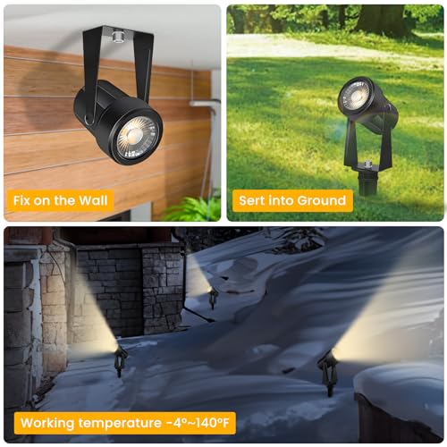 Svater 4 Pack Landscape Lighting Low Voltage,Outdoor Spotlights with Transformer, Plug in LED Spot Lights for Yard, Backyard,House 12V 3000K Warm White, IP65 Waterproof - Image 5