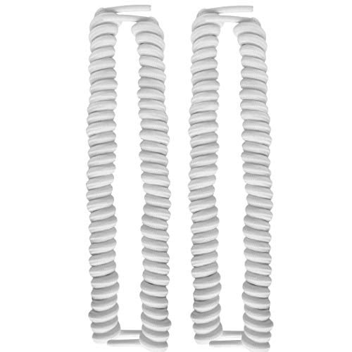 FOOTMATTERS No Tie Shoe Laces for Kids and Adults - Elastic Curly Shoelaces for Sneakers - White - 2 Pairs - Image 1