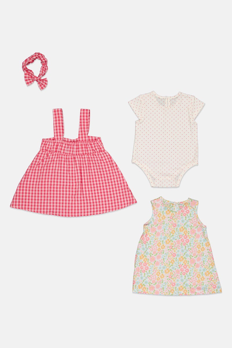 English Laundry Toddlers Girl 4 Pieces Dress ,Romper and Headband Set, Multicolor - Image 2