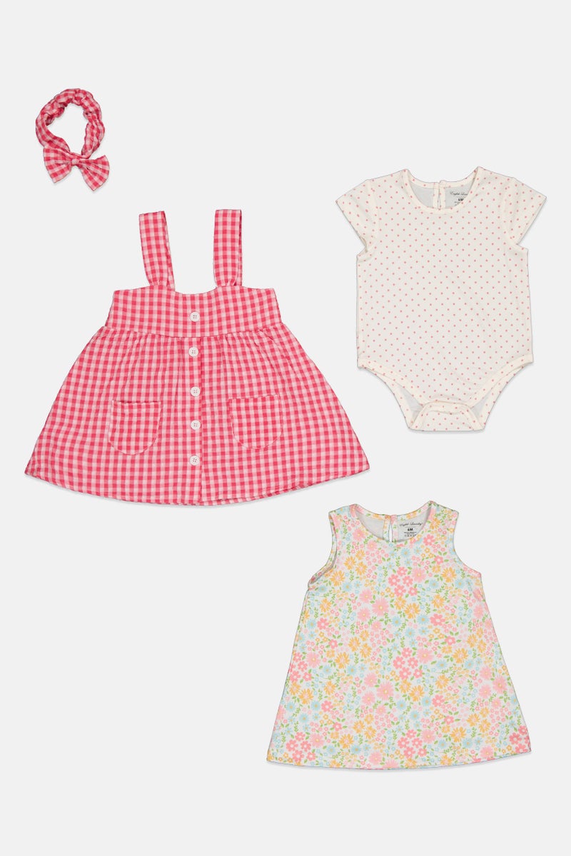 English Laundry Toddlers Girl 4 Pieces Dress ,Romper and Headband Set, Multicolor - Image 3