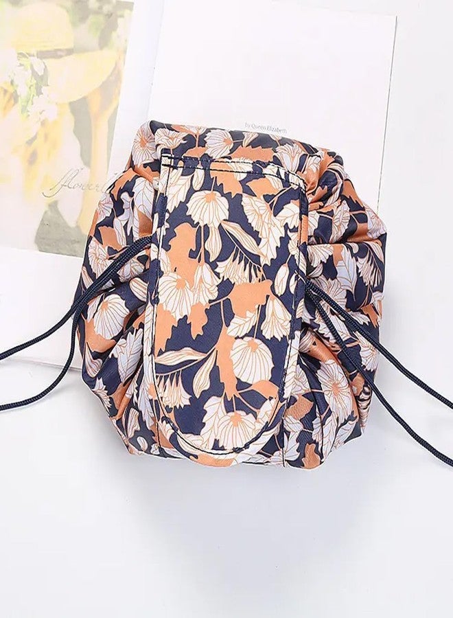 Keetly Stylish Portable Lazy Cosmetic Bag with Drawstrings | Convenient & Waterproof Makeup Pouch for Girls | Large Capacity Storage Pouches | Toiletry Bags for Women(White Flamingo) - Image 3