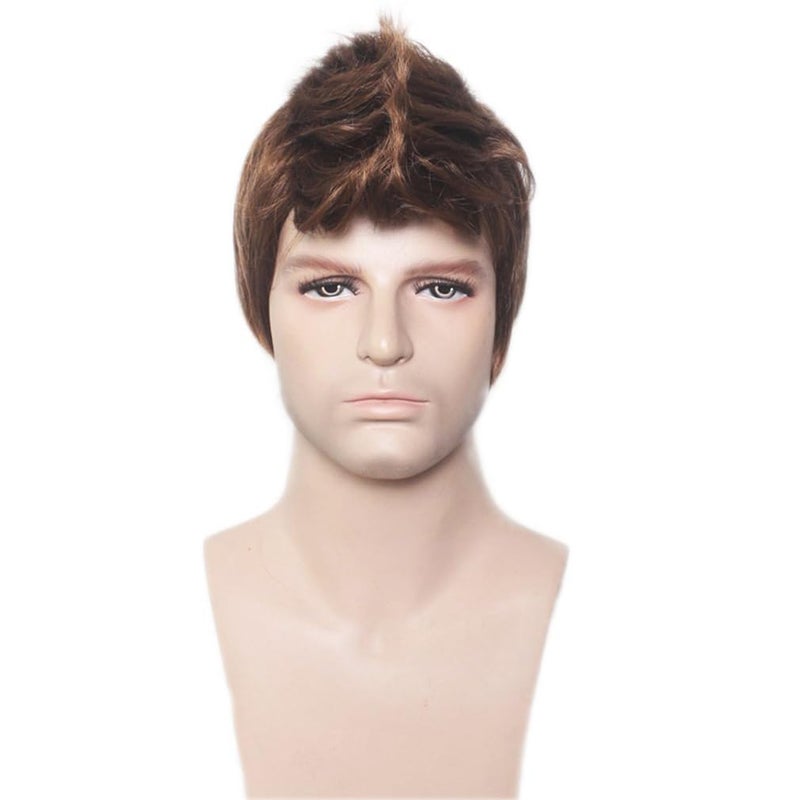 RightOn RightOn Men Boys Short Wig for Cosplay Party Wig with Wig Cap Light Brown 
