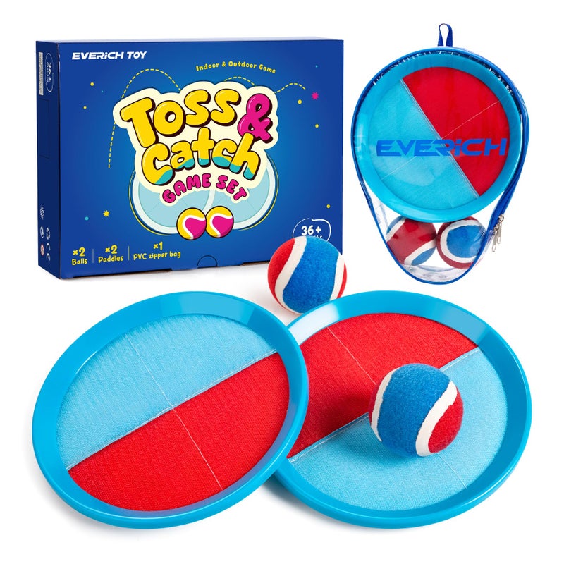 EVERICH TOY Upgraded Toss and Catch Ball Game Set Kids Toy Stocking Stuffers for Boys Girls Ages 312 Includes 2 Paddles 2 Sticky Balls WaterResistant Indoor Outdoor Toy for Beach Pool Yard - Image 3