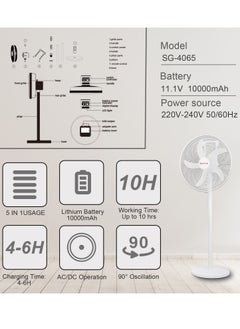 Stargold 18 Inch Rechargeable Oscillating Fan Table Fan Wall Fan Floor Fan Ceiling Fan With 4 SMD LED Light  - Image 4