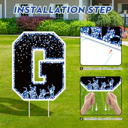 KLYRO 2026 Graduation Decorations Yard Signs – 10PCS Blue Congrats Grad Lawn Decorations with Stakes, Graduation Party Supplies, Large Outdoor Graduation Party Decor for High School & College - Image 3