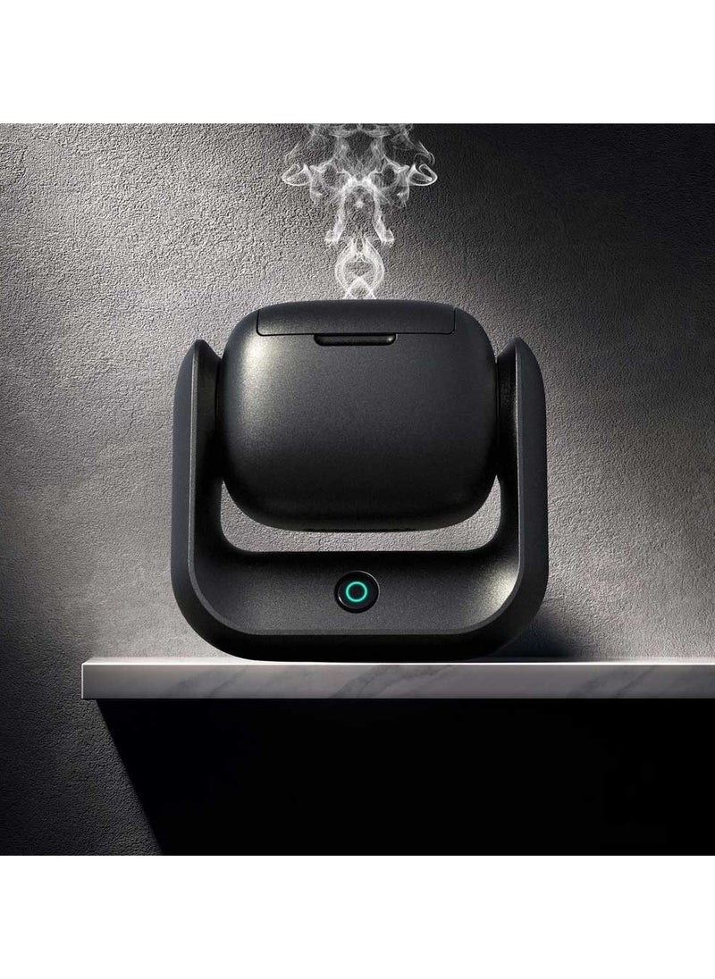 Bukhoon موقد بخور دوار حديث – X015 موقد بخور محمول قابل لإعادة الشحن ببطارية 1500 مللي أمبير، شحن سريع من نوع C، مؤشر LED، دوران 90° وتسخين سريع خلال دقيقتين – استخدام أنيق في المنزل، السيارة، والسفر - Image 4