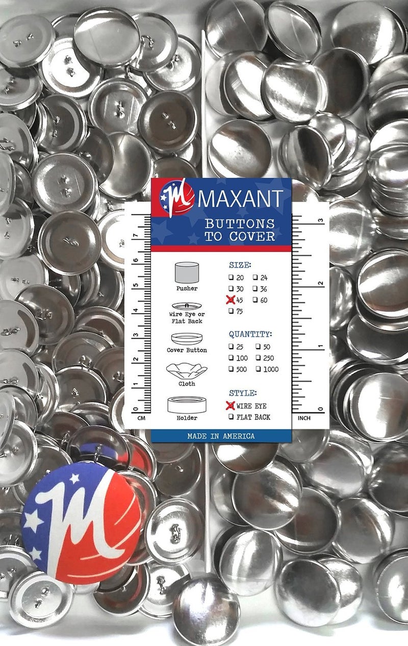 M MAXANT 50 Buttons to Cover - Made in USA - Self Cover Buttons with Flat Backs Size 45 with Tool - Image 2