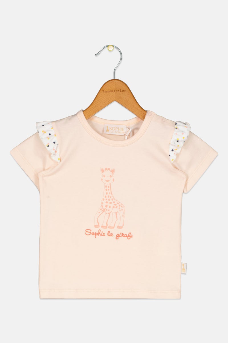 Sophie la girafe Toddlers Girl Graphic Print Short Sleeve Top, Light Pink - Image 1