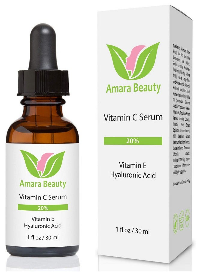Amara Beauty - Vitamin C Serum for Face 20% with Hyaluronic Acid & Vitamin E, 1 fl. oz. - Image 1