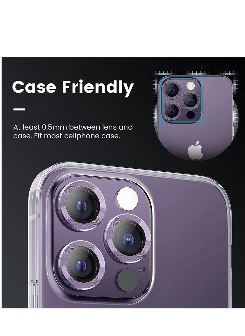 Raxoom iPhone 14 Pro/iPhone 14 Pro Max Camera Lens Protector, Anti-Scratch Lens Cover 9H Tempered Glass Metal Camera Screen Protector Shockproof Camera Ring - Image 3