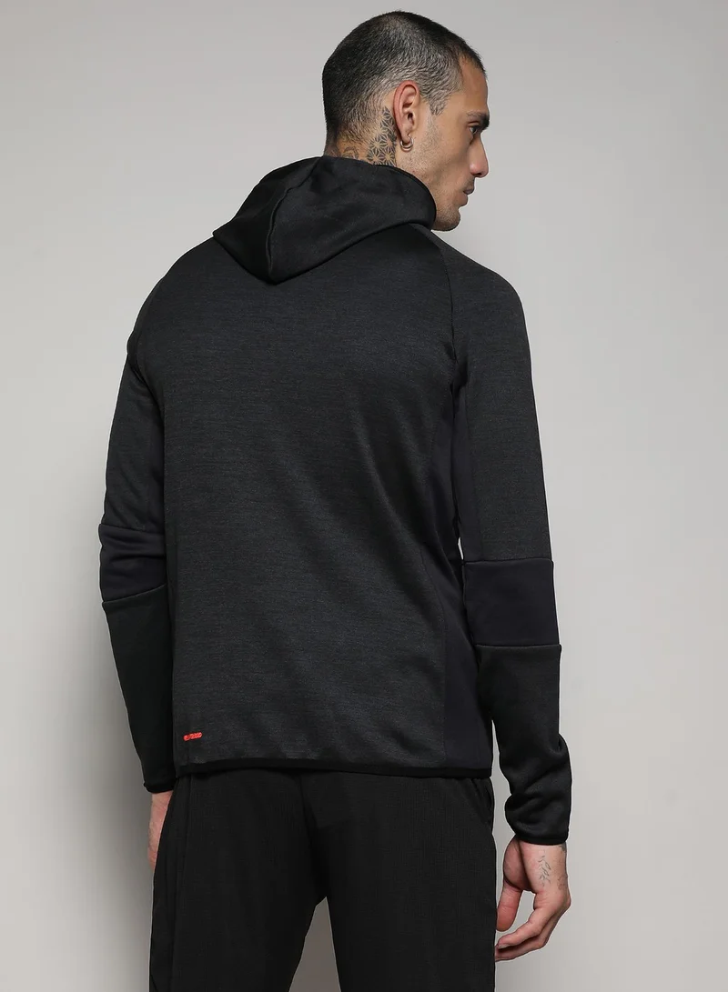 Campus Sutra Men's Onyx Black Zip-Front Contrast Running Jacket