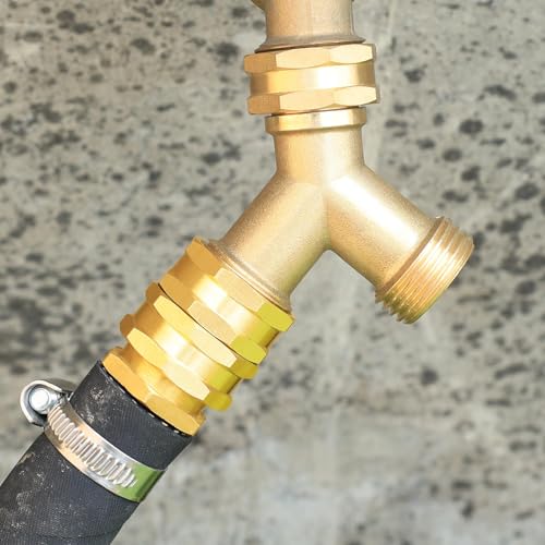 YELUN Solid brass Garden Hose Fittings Connectors Adapter Heavy Duty Brass Repair female to double female faucet leader coupler ​dual water hose connector(3/4"GHT) 2 Pcs - Image 5