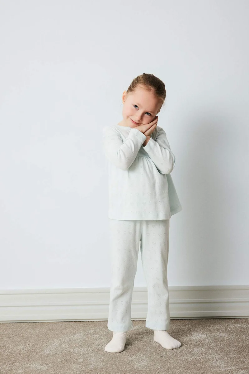 DeFacto Baby Girl Ribbed Top Bottom 2 Piece Pyjamas Set