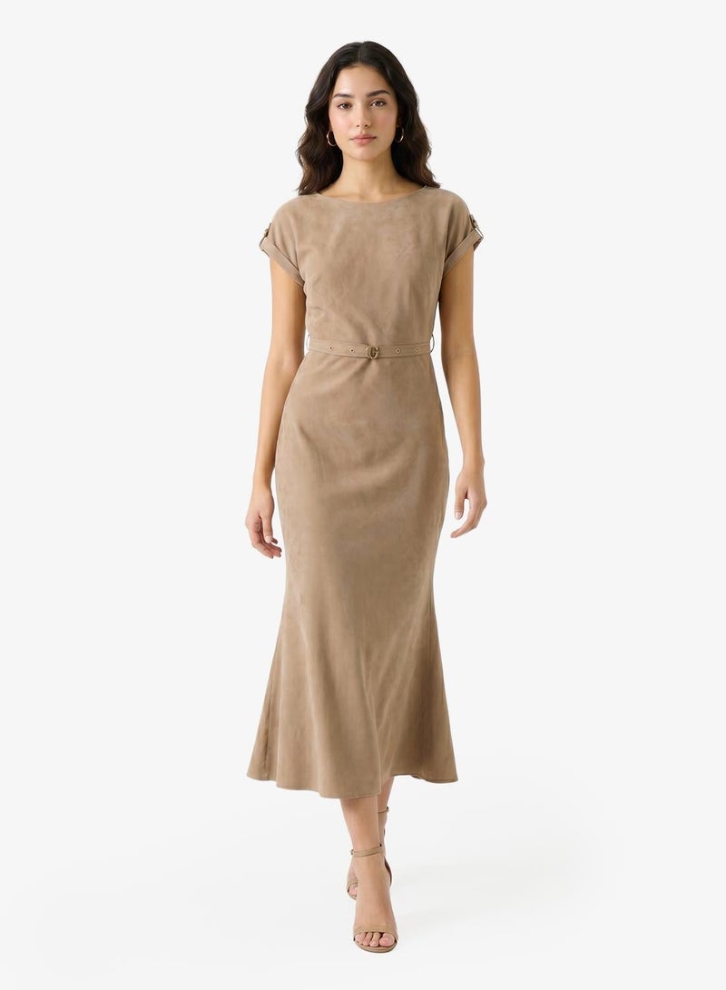 GUESS Crew Neck Fit & Flare Maxi Dress - Image 4