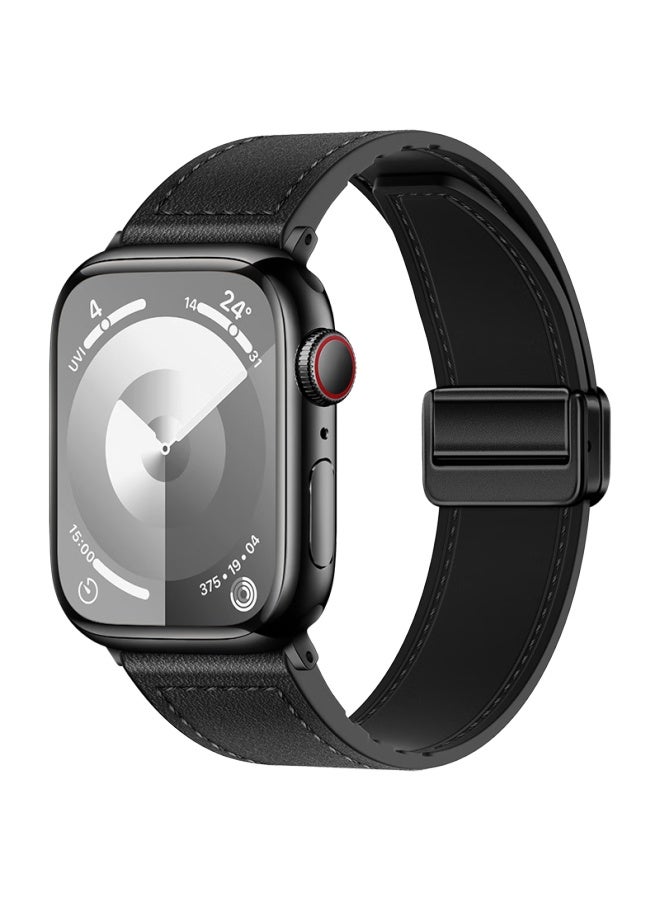 Bho Genuine Leather Magnetic Closure Watch Band For Apple Watch Series 10/ultra, Iwatch Series 9/8/7/6/5/4/se - Image 1