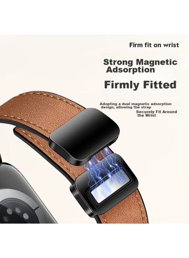 Bho Genuine Leather Magnetic Closure Watch Band For Apple Watch Series 10/ultra, Iwatch Series 9/8/7/6/5/4/se - Image 3