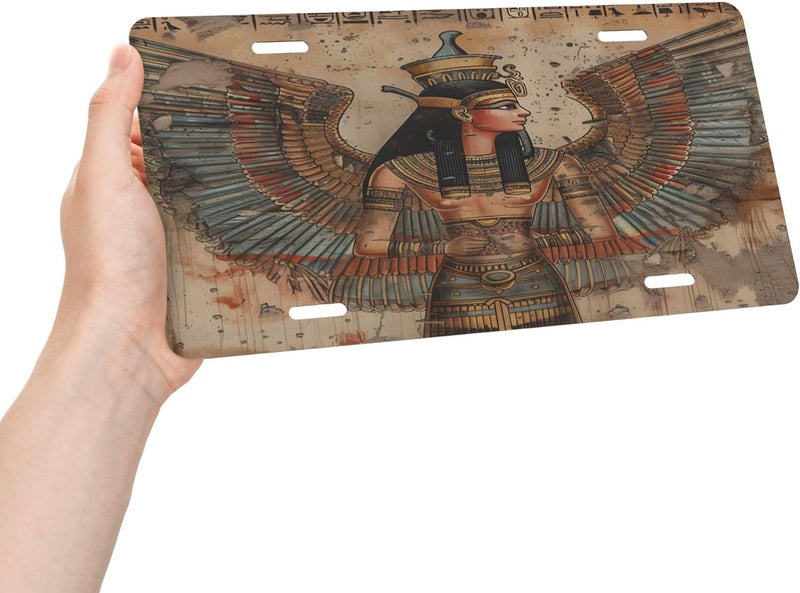 Egyptian Man Retro Front License Plate for Women Men Funny Car License Plates with 4 Holes Aluminum Metal Novelty Vanity Tag Cover Rust-Proof Us Canada Car Decor Accessory 6 * 12 Inches - Image 2