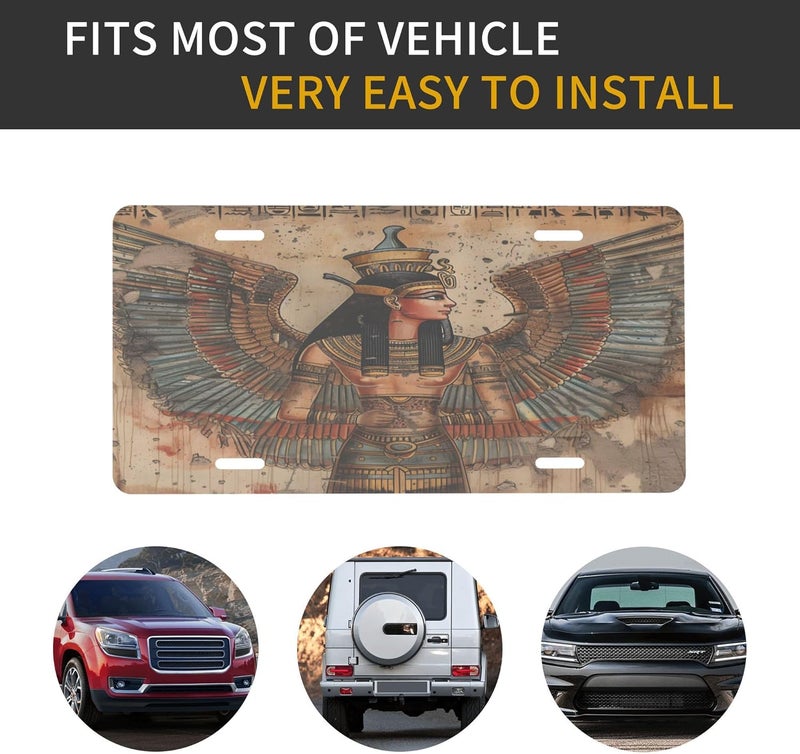Egyptian Man Retro Front License Plate for Women Men Funny Car License Plates with 4 Holes Aluminum Metal Novelty Vanity Tag Cover Rust-Proof Us Canada Car Decor Accessory 6 * 12 Inches - Image 5