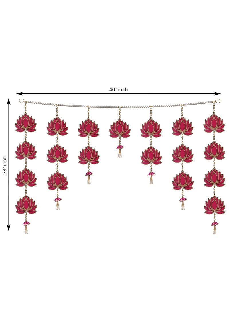 Webelkart Webelkart Premium Lotus Wall Hanging Door Hanging for Diwali/Bandarwal/Toran for Door, Traditional Bandarwal for Door, 40" inch Length Multicolor  - Image 2