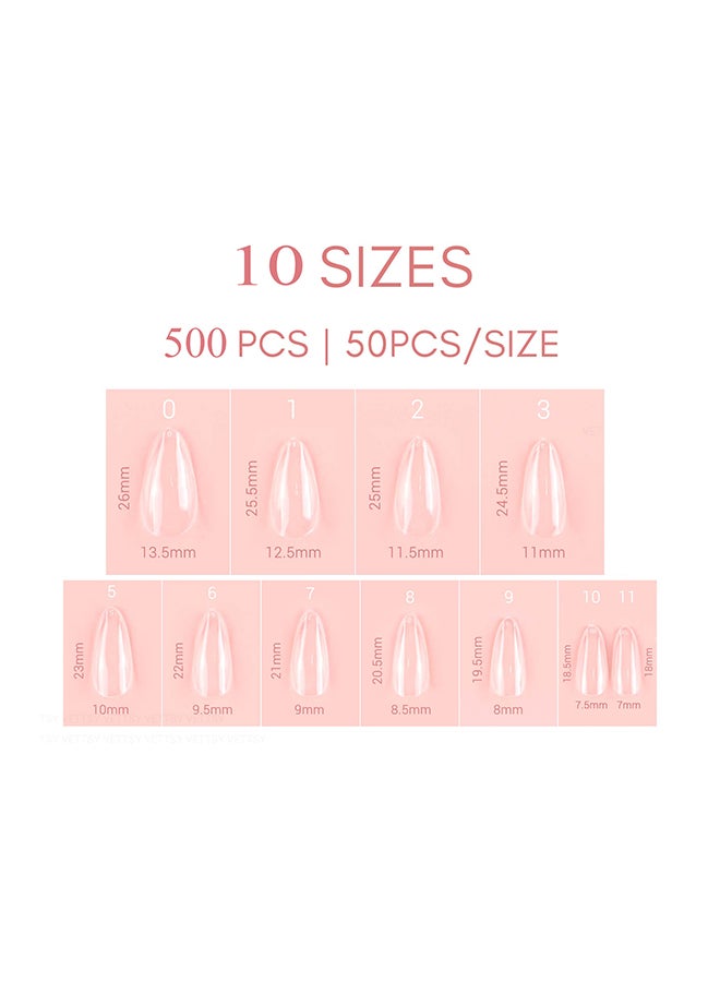 brunson False Nail Tips Almond Clear BACNT500 - Image 2