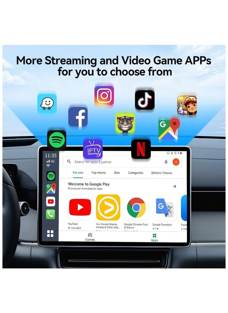 Carlinkit - Carlinkit Newest Android 13.0 Ai Box LED, 8+128GB with Qualcomm 8-cores, 3-in-1 Wireless CarPlay/Android Auto Comes with Play Store, Streaming Video, Only for The Vehicle with Wired CarPlay - Image 1