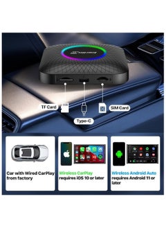 Carlinkit Carlinkit Newest Android 13.0 Ai Box LED, 8+128GB with Qualcomm 8-cores, 3-in-1 Wireless CarPlay/Android Auto Comes with Play Store, Streaming Video, Only for The Vehicle with Wired CarPlay  - Image 5