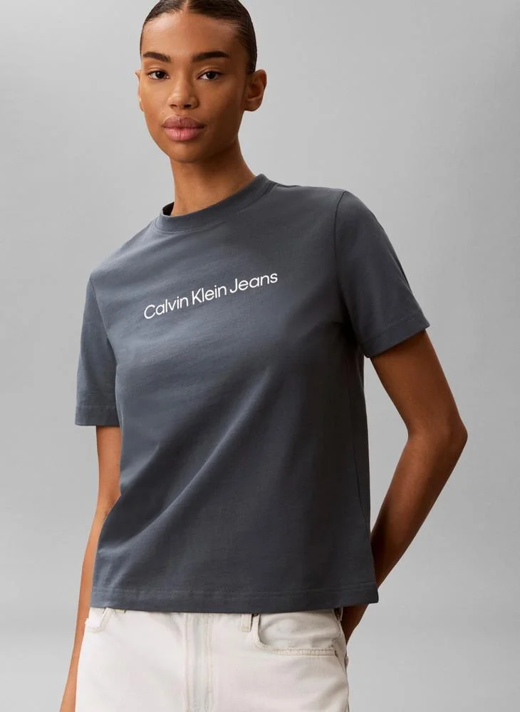 Calvin Klein Jeans  Linear Logo Crew Neck T-Shirt for Women | Best Price UAE
