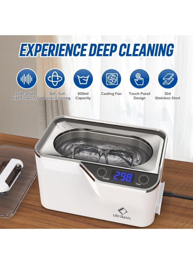 Life Basis Ultrasonic Cleaner 600ml – 42kHz Digital Cleaning Device for Glasses, Jewelry, Watches & More | Reusable, Powerful & Efficient Cleaning Tool - Image 2