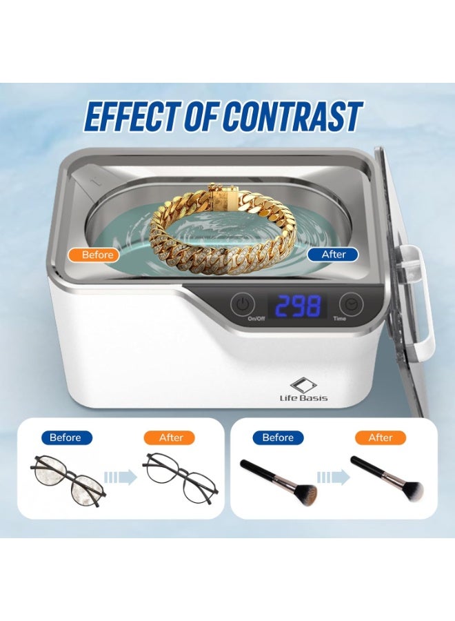 Life Basis Ultrasonic Cleaner 600ml – 42kHz Digital Cleaning Device for Glasses, Jewelry, Watches & More | Reusable, Powerful & Efficient Cleaning Tool - Image 3